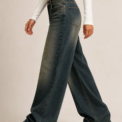 Women's Tint Super Baggy Denim Jeans with Vintage Tint Wash Side View