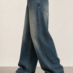Women's Vintage Blue High Rise Wide Leg Denim Jeans Side View